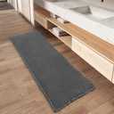 Upgraded Waffle Runner Rug Super Absorbent Non Slip Bath Mats for Bathroom Floor Machine Washable Bathroom Runner Rug with Tassels, Ideal for Hallway Bedroom Laundry Room, Dark Grey, 2'x 6'(24" x 72")