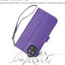 Bocasal Wallet Case for iPhone 14 Plus, RFID Blocking Magnetic Flip Case with Card Slots Holder Kickstand Wrist Strap, PU Leather Folio Shockproof Protective Cover 6.7 Inch (Purple)