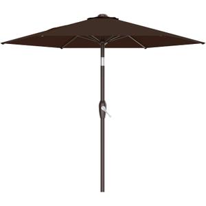 AreShark 7.5FT Patio Umbrella Table Market Umbrella with 6 Sturdy Ribs, Button Tilt/Crank, Heavy-Duty Outdoor Umbrellas for Pool, Deck, Garden and Backyard, Brown