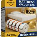 Memory Foam Mattress Vacuum Bag, Heavy-Duty Mattress Storage Bag for Moving and Transport, Mattress Compression Bag with Straps & Dual-Zip Seal (Orange Straps, Queen/Full-XL)