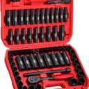 KBOISHA 1/2" Master Drive Impact Socket Set,65-Piece 6 Point Socket Set Standard SAE and Metric Sizes CR-V Steel Sockets with Adapters & Ratchet Handle