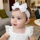 Baby Girls Headband White Bow Lace Headbands Soft Elastic Bowknot Hairbands Cute Hair Accessory for Newborn Kids Infant Toddler Baptism Birthday Party (Lace Flowers)