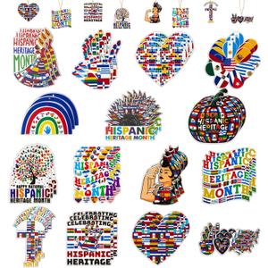 Hispanic Heritage Month Party Decorations 45Pcs Wooden Ornaments Circles with Holes Latino American Wooden Hanging Decorations for Hispanic Heritage Party Favors Supplies Store Home Birthday