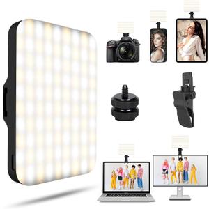 Selfie Light - BANSINE USB-Rechargeable LED Phone Light - Portable Photo Light with 97+ CRI, Up to 6500K Color Temperature for Selfie, Zoom Conference, Video, Makeup and Live Stream (Black)