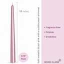 3 x Light Pink Taper Candles 10'' with Pearl Shimmer Candle Sticks Set of 4 | Unscented Candlesticks for Home Decorations, Tapered Candles for Wedding Receptions Smokeless Dripless