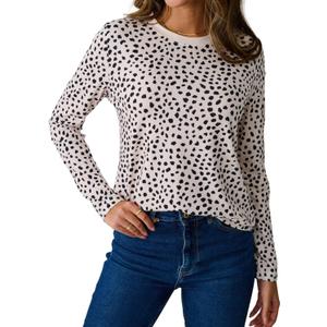 Avanova Women Leopard Cheetah Animal Print Tops Printed Long Sleeve T Shirts Beige Medium