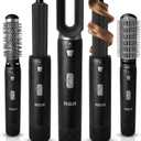 RCA Hot Air Styler, 5 in 1 Hair Dryer Brush Blow Dryer Brush with Auto Wrap Curlers, Volumizing Brush, Round Brush, Dryer Head, 1000W Multi Hair Styler for Blowouts, Curling, Smoothing & Drying, Black
