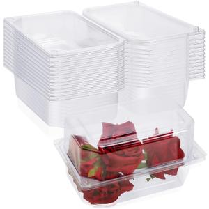 Yaomiao 25 Pcs Corsage Boxes Clear Flower Box 9 x 6 x 5 Inches Christmas Plastic Floral Boutonniere Craft Container Large Corsage Supplies for Roses Orchid Flowers Prom Wedding Gift for Christmas