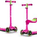 Lascoota 2-in-1 Kids Kick Scooter with Seat, 3 Wheel Scooter (Pink Blush)