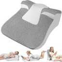 Bed Snorinator Pillow, Ergonomic Wedge Pillow for Sleep Apnea Memory Foam Reading Pillow for Back, Neck & Head Comfortable Support-Grey