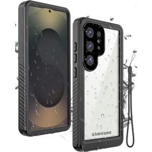 Miimall for Samsung Galaxy S25 Ultra Case Waterproof,IP68 Underwater,360 Full Heavy Duty Protection,Built-in Screen&Camera Protector,Military Shockproof Dropproof Rugged Case for S25Ultra,Black/Clear