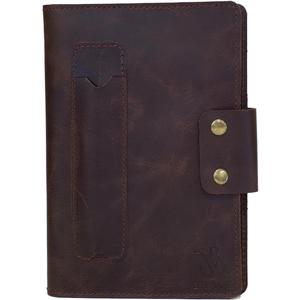 Handcrafted Genuine Leather Bible Cover  Fits Small Size Bibles Up to 58 Inches  Rustic Brown Journal Cover with Snap Closure & Pen Loop (Espresso)