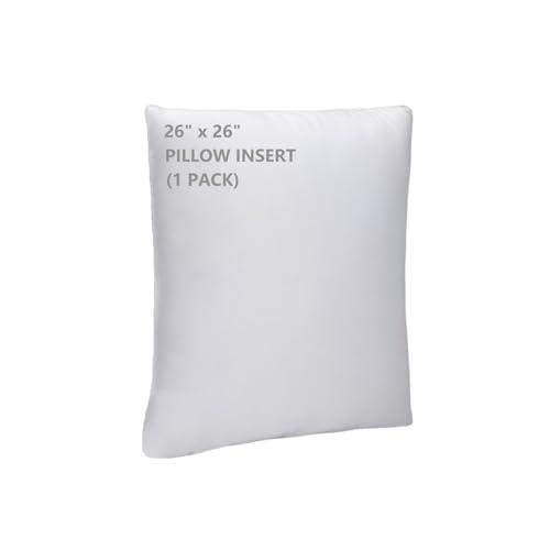 WINGLAM，Throw Pillow Inserts,Decorative Stuffer Pillows，Sham Stuffer，White，3 Pack，26x26 Inches, Hypoallergenic，Polyester,Ultra Soft，Lightweight Down Alternative,Square(1)
