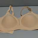 COOL CUTE Jelly Bras for Women No Underwire Sexy V-Neck Mesh Comfy Wireless Bralettes Seamless Everyday Tshirt Bra (Beige, M)