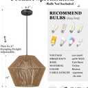 ELYONA 17 Woven Pendant Light, Modern Boho Chandelier Handwoven Rattan Basket Shade, Rustic Pendant Light Fixtures Farmhouse Ceiling Hanging Lamp for Dining Room, Kitchen Bedroom, Entryway, Foyer