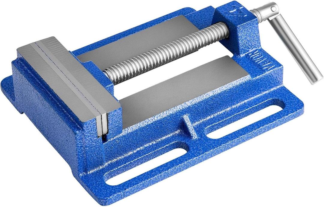 VEVOR Drill Press Vise, 6 Inch Jaw Width, Portable Bench Vise, Slotted Base for Easy Installation, Durable Cast Iron Construction, Workbench Vice, for Woodworking, Metalworking, Drilling, and Cutting