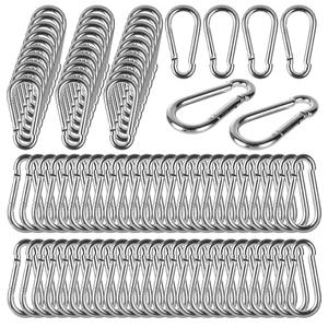60 Pack 3" Heavy Duty Spring Snap Hook, M8 5/16" Galvanized Steel Carabiner Clip Spring Snap Hook, Small Carabiner Clip Metal Clip for Home Gym, Outdoor Traveling, Swing, Hiking, 500Lbs Capacity