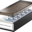 MaxGear Business Card Holder for Desk, Large Plastic Business Card Organizer Box, Credit Cards Holder File Box Storage, Capacity: 800 Cards (3.5” x 2.2”), A-Z Tabs, Metal Structure, Black