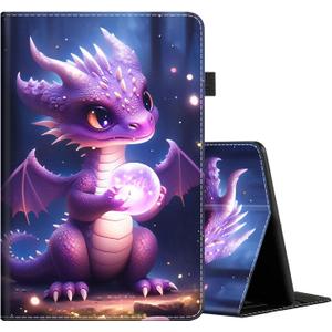 Case for Amazon Fire HD 10 Tablet (7th / 9th Generation, 2017/2019 Release), Slim Folding Stand Cover with Auto Wake/Sleep for Fire HD 10, Purple Dragon Baby (FDH-HD10 2019-4-26)