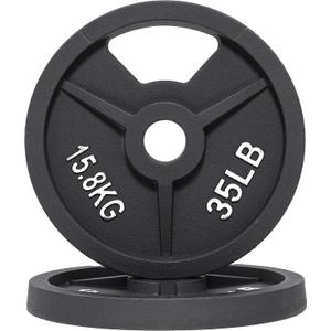 Fitvids Olympic Cast Iron 2-Inch Weight Plate for Strength Training & Weightlifting, 35LB (Single)