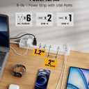 10Ft Extension Cord with Multiple Outlets, SUPERDANNY Flat Plug Surge Protector Power Strip 10 Ft Long Cord, 6 Outlets & 3 USB Ports, Charging Station for Home Office, College Dorm Room Essentials