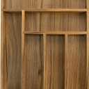 Luxury Acacia Kitchen Drawer Organizer - Silverware Organizer - Utensil Holder and Cutlery Tray with Grooved Drawer Dividers for Flatware and Kitchen Utensils (6 Slot)