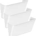 Gawerk Clear Acrylic Single Pocket, Plastic Hanging Wall Mount File Holder for Office Home (White, 3 Pack)