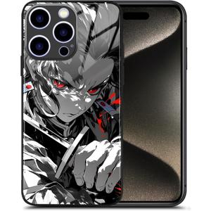 Tanjiro Manga-Themed Tempered Glass Silicone Case - Fashion Anime Role Artwork Design Phone Shell for iPhone 16 Pro