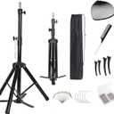 Heavy Duty Wig Stand Tripod, Wig Head Stand Mannequin Head Stand, Adjustable Holder for Styling Cosmetology Hairdressing Training (55 inch with pedal)