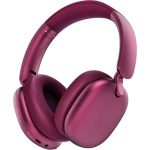 RORSOU C6 Active Noise Cancelling Headphones, Wireless Over Ear Bluetooth Headphones, 60H Playtime, Lightweight Folding Deep Bass Comfort Fit Ear Cups Headset with Mic for iPad/Travel/PC/Home Red