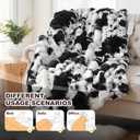 Cow Print Heating Throw Blankets Luxurious Western Soft Bubble Faux Rabbit Fur 8 Heat Settings Overheat Protection Quick Heating Electric Heated Blanket 50"x60"(Black) (Black and White)