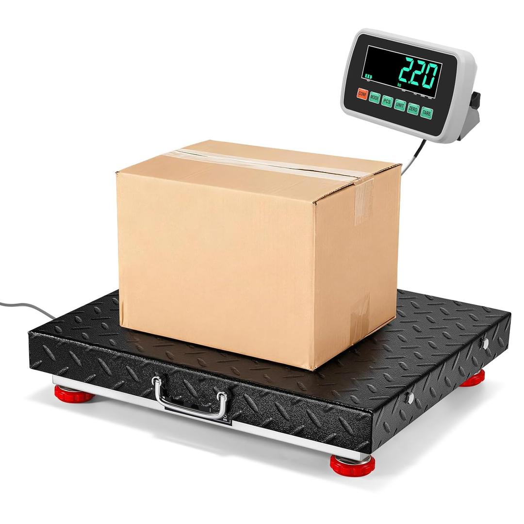 Bonvoisin Heavy Duty Floor Scale with 20.5 X 17.7 Large Stainless Steel Platform, 660LBs Industrial Bench Scale for Packages, Luggage, Suitcases, Boxes