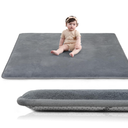 Huloo Sleep Baby Play Mat for Floor,1.3" Thick Elasti-Foam 50"×50" Playpen Mat for Tummy Time,Non-Toxic Certified Water Repellent Soft Coral Velvet for Toddler,Infant,Kids,Non-Slip Backing Safe for Crawling(Dark Grey)