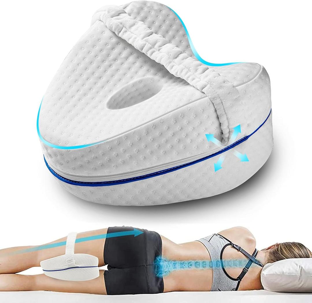 Leg Pillow, Knee Pillow for Side Sleepers, Leg Pillows for Sleeping, Knee Cushion for Sleeping, Suitable for Relieving Leg, Back, Knee Pain (White)