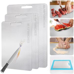 Titanium Cutting Board for Kitchen Stainless Steel Cutting Board Metal Yamato Cutting Boards for Kitchen Dishwasher Safe Charcuterie Boards Charcuterie Board Charcuterie Cheese Pasta Board 1PCS(Large) (9.8"L x 14.2"W)