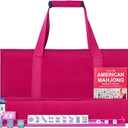 American Mahjong Tile Set, 166 Premium White Tiles, 4 All-in-One Color Rack/Pushers, Complete Mahjong Tiles Set Red Carrying Bag