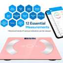 Smart Body Fat Scale - Accurate Digital Bathroom Scale with Bluetooth, 16 Essential Measurements Including Muscle Mass, Bone Mass, Body Water, BMI, and Visceral FatPink