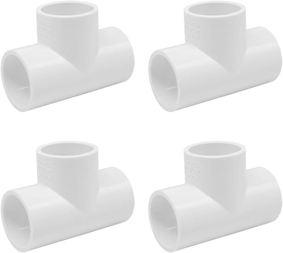 4PCS 1-1/4 Inch 3 Way Tee PVC Pipe Adapter Pipe Fitting Connectors Socket x Socket for Sprinkler, Drip Irrigation System, Pipes Extension HE064-1-1/4
