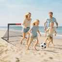 Kids Soccer Goals for Backyard Set - 2 of 4' x 3' Portable Soccer Goal Training Equipment, Pop Up Toddler Soccer Net with Soccer Ball, Soccer Set for Kids and Youth Outdoor Games, Sports, Play, Black