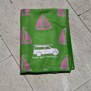 Towels, Quick Dry, Sand Resistant, Light Weight and Compact (Sailboat Green and Pink, 78 x 35 Towel)