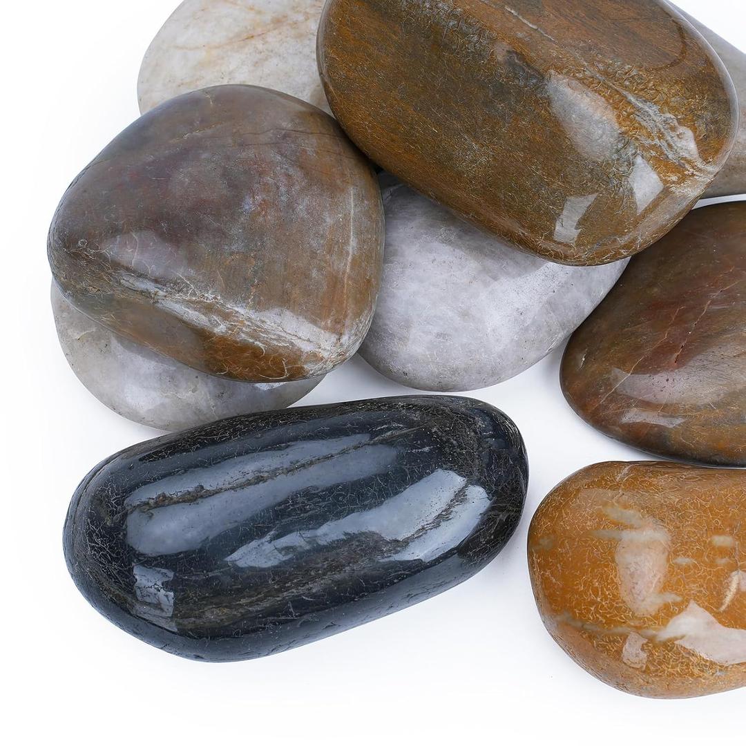 40lbs River Rocks, 2-3 Inch Plant Rocks for Pots Indoor, Decorative Garden Rocks Outdoor Landscaping, Polished Natural Stone for Walkways, Yard, Vases, Crafts