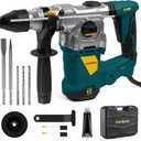 Enventor 1-1/4 Inch SDS-Plus 13A Heavy Duty Rotary Hammer Drill for Concrete Stone, Safety Clutch Electric Demolition Hammer Drill with 4 Functions, Vibration Control, Chisels, Drill Bits, Blue