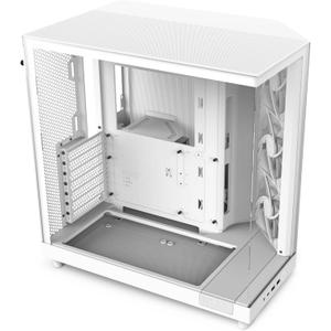 NZXT H6 Flow | CC-H61FW-01 | Compact Dual-Chamber Mid-Tower Airflow Case | Panoramic Glass Panels | High-Performance Airflow Panels | Includes 3 x 120mm Fans | Cable Management | White