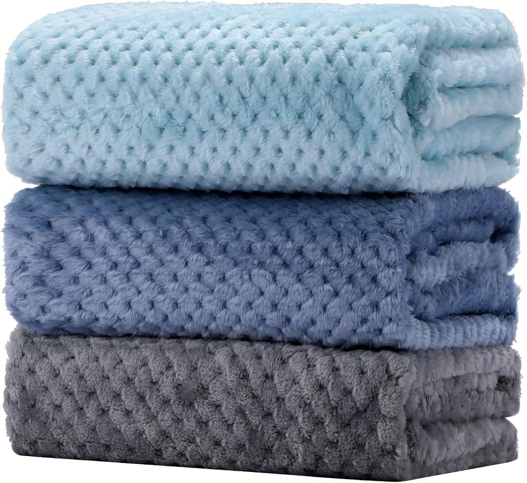 Newwiee 3 Pcs Baby Blankets 30 x 40 Soft Neutral Fuzzy Blanket for Toddler Infant Newborn Stroller Travel Supplies(Bright Color)