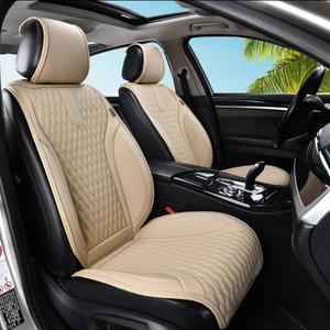 Coverado 2PCs Front Seat Covers Leather Car Seat Protector, Car Seat Cushion Waterproof Anti-Slip Padded, Seat Covers for Cars, Driver Seat Cover Universal Fit for Most Sedans SUV Pick-up Truck Beige