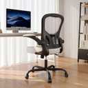 Synorla Office Chair, Ergonomic Desk Chairs 330LBS Capacity High Back Mesh Computer Chair with Flip-up Armrests, Comfy Work Chair with Adjustable Lumbar Support (One Size, Gray Black)