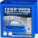 Tarp 20x30 Feet, 7 Mil Thick Waterproof Poly Tarps Cover UV Resistant, Rip & Tear Proof with Metal Grommets Every 20 Inche (Blue/Silver)