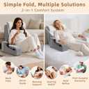 5PCS Reading Pillow for Sitting in Bed Adult, 2 in 1 Foldable Back Wedge Pillow for Sleep, Ergonomic Back Support Pillow with Arms for Watching TV, Gaming, Working, Recovery, 19 White/Grey
