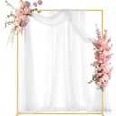 5FT x 6.6FT Square Wedding Arch Frame Gold Metal Backdrop Stand for Ceremony Bridal Baby Shower Party Birthday Anniversary Outdoor Decoration Photo Booth Background Arbor