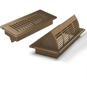 6-Position Tilt Vent Deflector & Floor Vent Cover, 2 Pack, 4x10 Floor Register, ToolFree Install, Adjustable Vent Covers for Home Floor, Office & Ceiling (Brown)